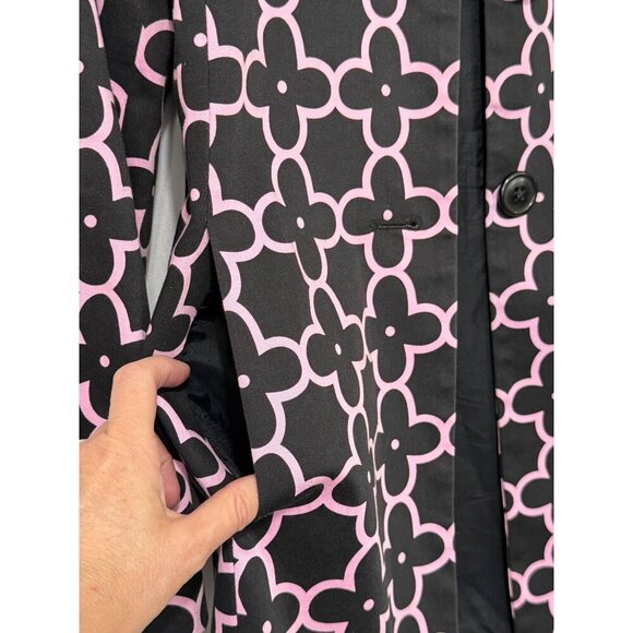 Skirtin Around Jacket Black Pink Floral Print Long Sleeves Pockets Cotton Size 8 - Picture 6 of 11